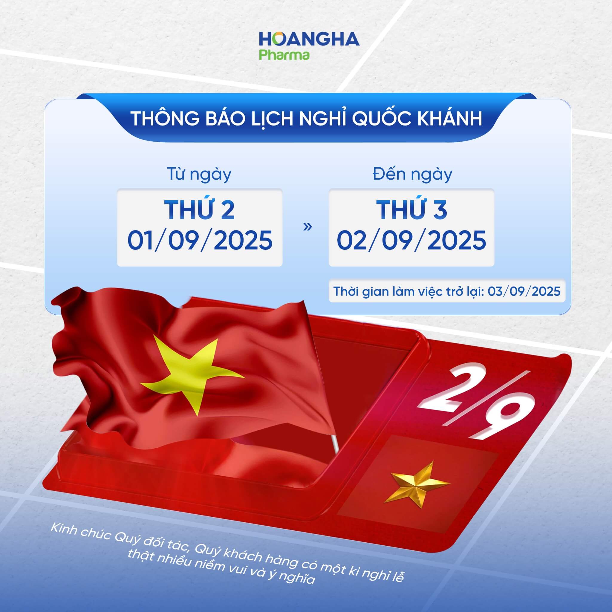 thông báo nghỉ lễ 2/9